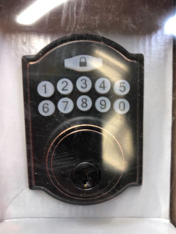 Photo 2 of Defiant Castle Aged Bronze Single Cylinder Electronic Keypad Deadbolt
