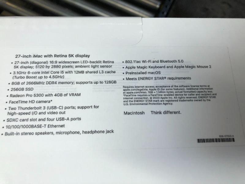 Photo 5 of 2020 Apple iMac with Retina 5K Display (27-inch, 8GB RAM, 256GB SSD Storage)
Factory Sealed.
