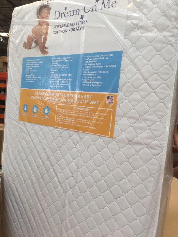 Photo 4 of Dream On Me, Holly 3” Fiber Portable Crib Mattress I Waterproof I Greenguard Gold Certified, White