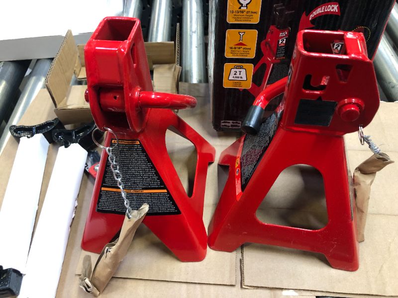 Photo 3 of BIG RED T42002A Torin Steel Jack Stands: Double Locking, 2 Ton Capacity, Red, 1 Pair

