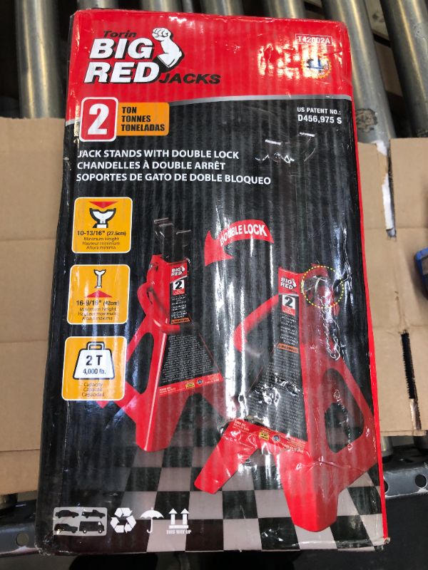 Photo 2 of BIG RED T42002A Torin Steel Jack Stands: Double Locking, 2 Ton Capacity, Red, 1 Pair

