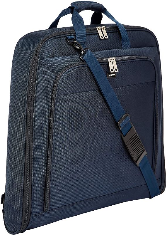 Photo 1 of Amazon Basics Garment Bag - Navy Blue, 40-Inch
