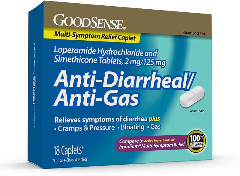 Photo 1 of 2 GoodSense  Loperamide Hydrochloride and Simethicone Tablets, 2 mg/125 mg, Anti-Diarrheal and Anti-Gas
