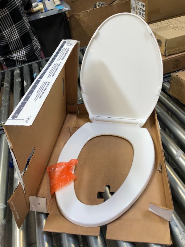 Photo 2 of Allmax AX015-S Elongated Slow-Close Toilet Seat, White Toilet Seats, Easy Installation, Easy Clean, Quiet-Close Seat, Plastic
