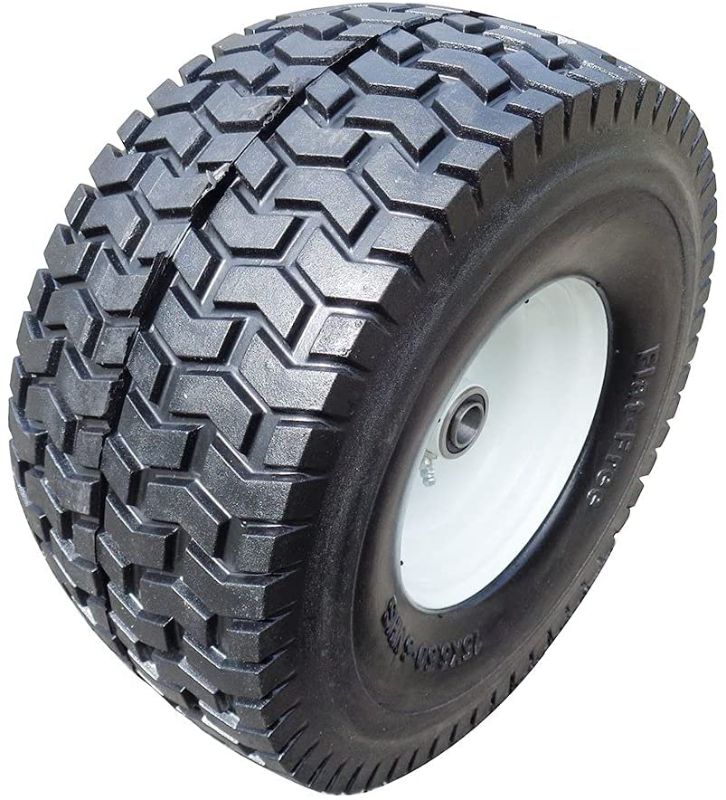 Photo 1 of 2-Pack 15x6.5-6" Flat Free Tire on Wheels for Lawn & Garden Mower