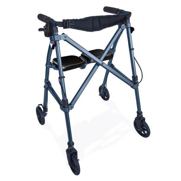 Photo 1 of Able Life Space Saver Rollator, Lightweight Folding Walker with Seat, Blue
