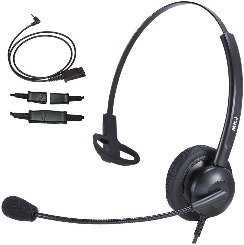 Photo 1 of MKJ 2.5mm Headset with Noise Cancelling Microphone Corded Telephone Headset 2.5MM for Panasonic Phone KX-TGF380M KX-TPA65 KX-TGA680 KX-TGH264EB Cisco SPA303 504G AT&T TL86103 Vtech Uniden
