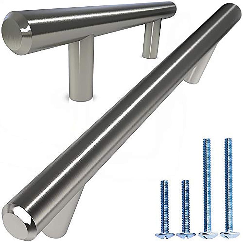 Photo 1 of ALPINE HARDWARE Premium Solid Euro Style Bar Handle Pull-25Pack-3 In Hole Center & 5 3/8 In Length-Heavy Stainless Steel Bar Handle Pull W/ Polished Chrome Finish-American Owned Cabinet Hardware
