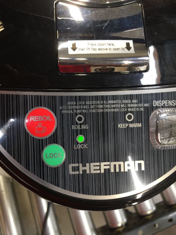 Photo 2 of Chefman 5.3 Liter Instant Electric Auto Dispense Hot Water Pot, Stainless Steel