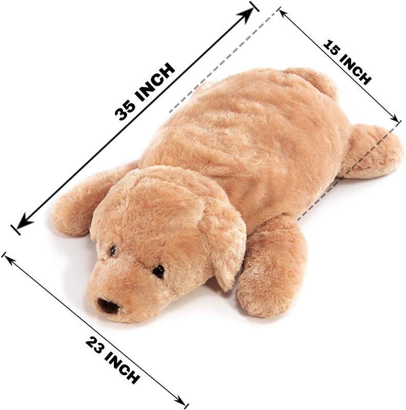 Photo 1 of royal brooks Extra Large Stuffed Dog Hugging Toy-Giant Sleeping Plush Body Pillow for Kids, Adults-Ideal for Bedroom Bed, Valentine’s Day Gift- 35 by 15 Inches Big, Brown, Fluffy and Soft-for Boys, Girls
