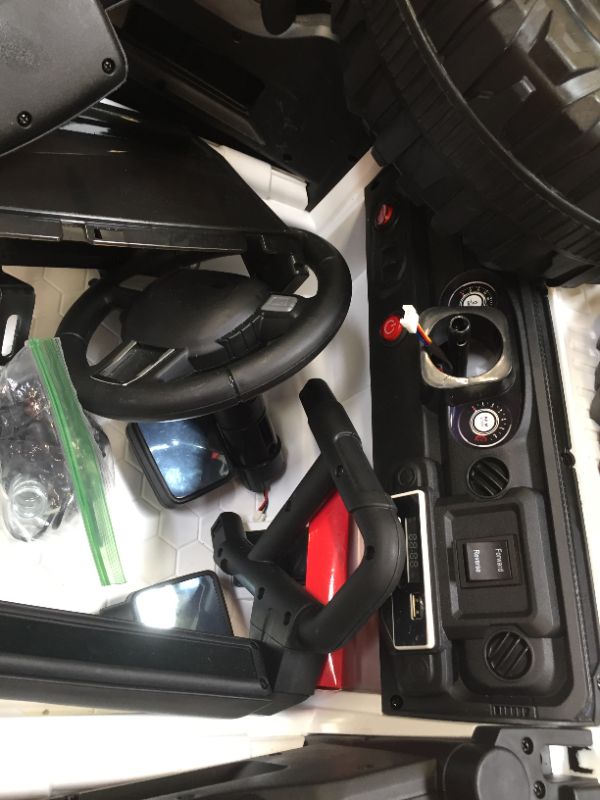 Photo 1 of JOYMOR Ride on Truck with Remote Control, 4 Wheels 12V Battery Powered Kids Car, with LED Headlight/Horn Button/ MP3 Player/USB Port/ Forward Backward/Kids Girl Boy (White)

