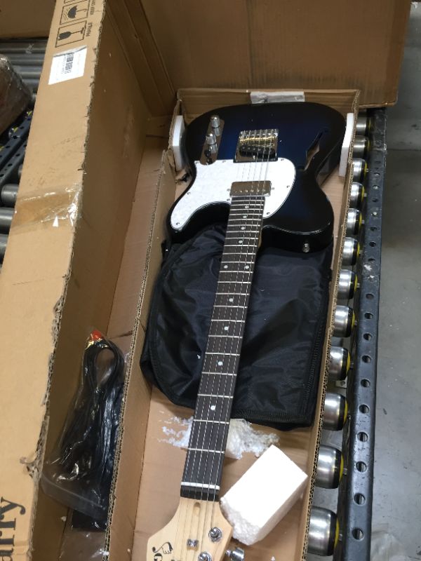 Photo 3 of glarry electric guitar gtl semi-hollow electric guitar blue