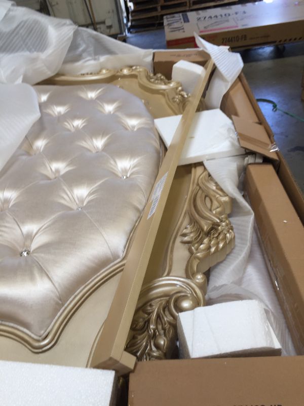 Photo 7 of ACME Furniture Queen Bed, Fabric and Antique White ----=box 1 of 2 and 2 of 2 
