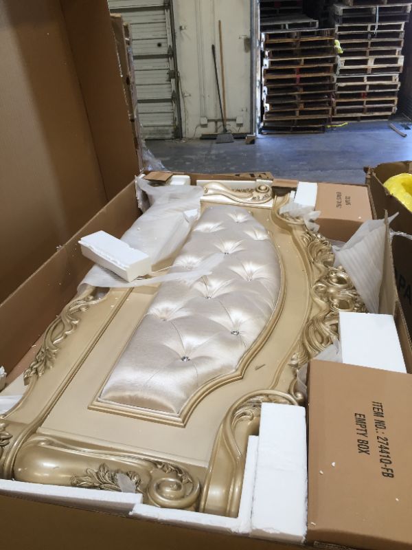 Photo 1 of ACME Furniture Queen Bed, Fabric and Antique White ----=box 1 of 2 and 2 of 2 
