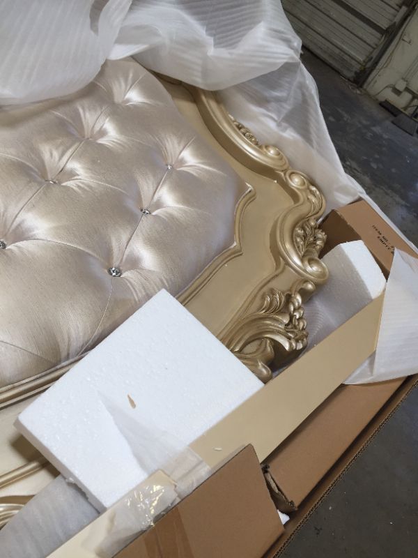 Photo 3 of ACME Furniture Queen Bed, Fabric and Antique White ----=box 1 of 2 and 2 of 2 
