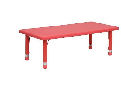 Photo 1 of Adjustable Height Rectangular Plastic Activity Table, Red
