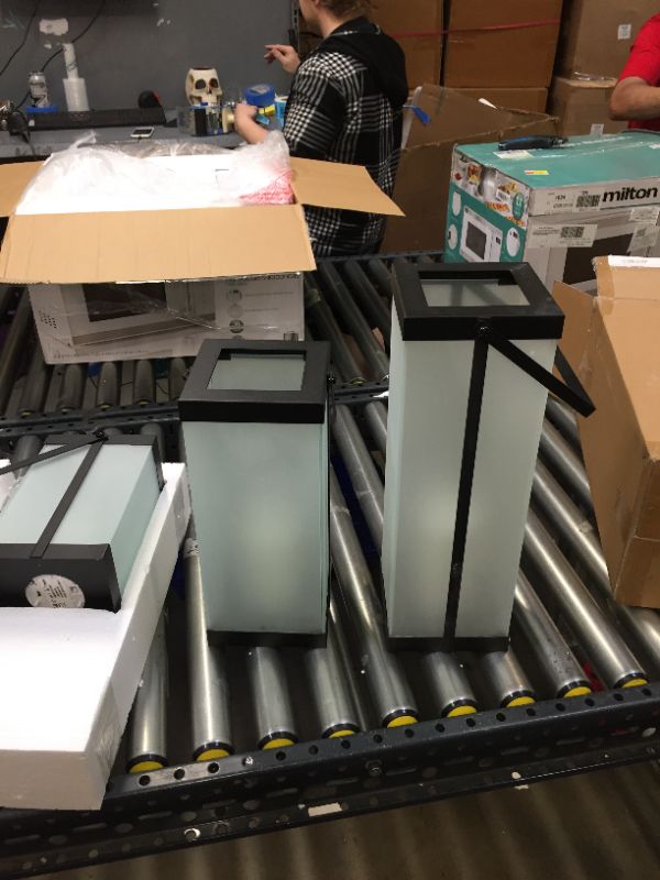 Photo 1 of Glass Lanterns with Candles, Set of 3
