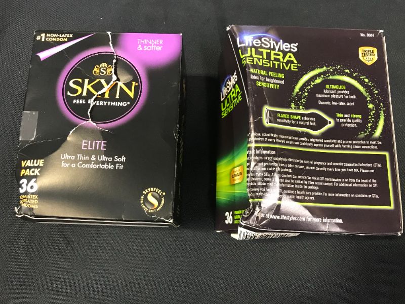 Photo 3 of both   Lifestyles Ultra Sensitive Latex Condoms, 36 Count and SKYN Elite Lubricated Non Latex Condoms, 36 Count

