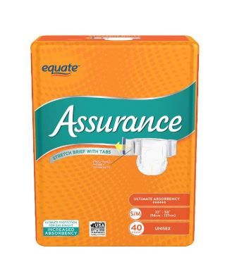 Photo 1 of Assurance Incontinence Stretch Briefs With Tabs, Unisex, S/M, 40 Ct
