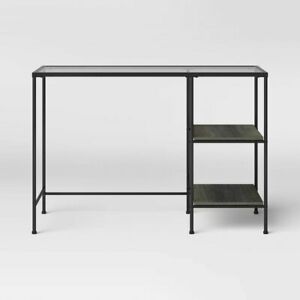 Photo 1 of Fulham Glass Writing Desk with Storage Black Project 62 Floor Model Target
