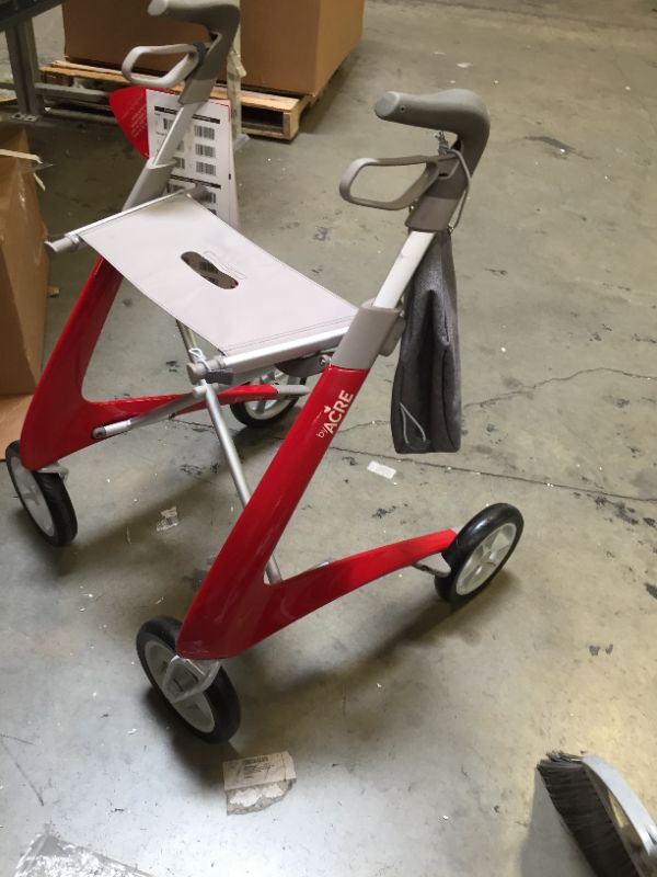 Photo 2 of byACRE Carbon Ultralight Rollator Walker with Organizer Bag, Wide Track , RED - BYA100LGR
