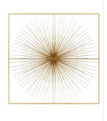 Photo 1 of 36" x 36" Square Metal Wall Decor with Starburst Center Gold - CosmoLiving by Co
