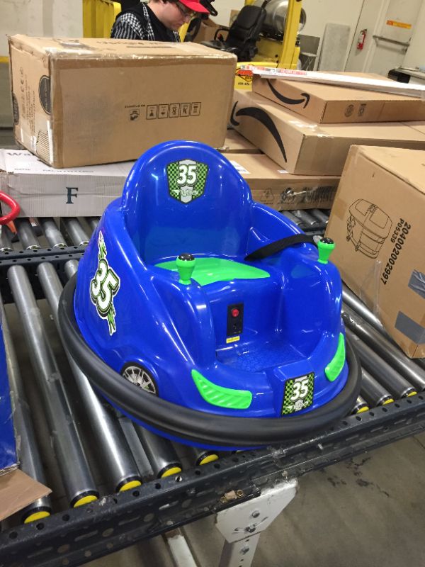 Photo 4 of Flybar 6 Volt Battery Powered Bumper Car, LED Lights, Battery and Charger Included, Blue
