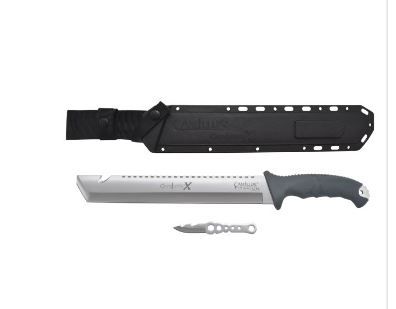 Photo 1 of Camillus Carnivore-X 18-inch Machete, 12" Cutting Blade, 10" Saw, Gray Handle, M
