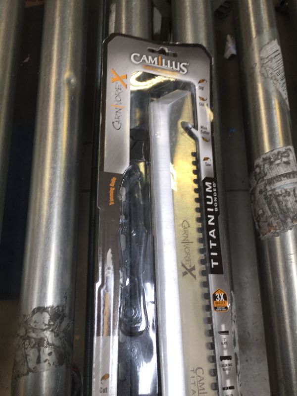 Photo 2 of Camillus Carnivore-X 18-inch Machete, 12" Cutting Blade, 10" Saw, Gray Handle, M
