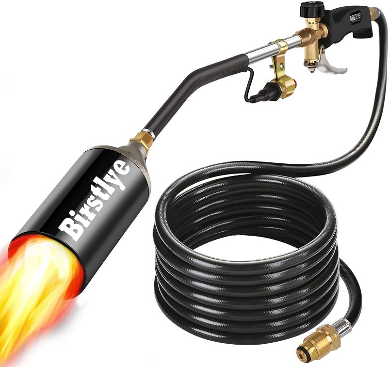 Photo 1 of Propane Torch Weed Burner,Blow Torch,High Output 500,000 BTU,Flamethrower with Turbo Trigger Push Button Igniter and 9.8 FT Hose,for burning weeds,Roof Asphalt, ice snow,Road Marking,Charcoal
