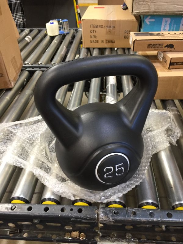 Photo 1 of  25lbs Kettlebell Weights, Men & Women Home Gym Kettle Bell Exercise & Fitness Equipment w/Wide Flat Base & Textured Grip for Strength Training