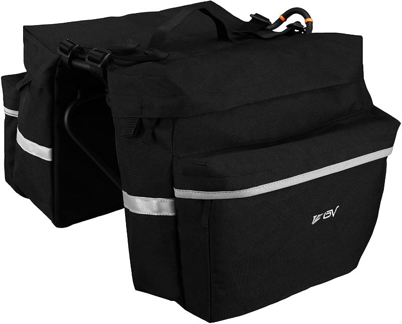 Photo 1 of BV Bike Bag Bicycle Panniers with Adjustable Hooks, Carrying Handle, Reflective Trim and Large Pockets
