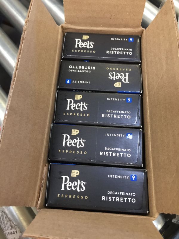 Photo 1 of Peet's Coffee Espresso Capsules Decaffeinato Ristretto Intensity 9, 50 Count Single Cup Coffee Pods Compatible with Nespresso Original Brewers exp 5/06/2022