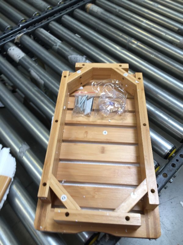 Photo 1 of Shower Bench Spa Stool - Wood 2-Tier Seat, Foot Rest Shaving Stool with Non-Slip Feet + Storage Shelf - Seat or Organizer for Bathroom, Living Room, Bedroom and Garden Decor