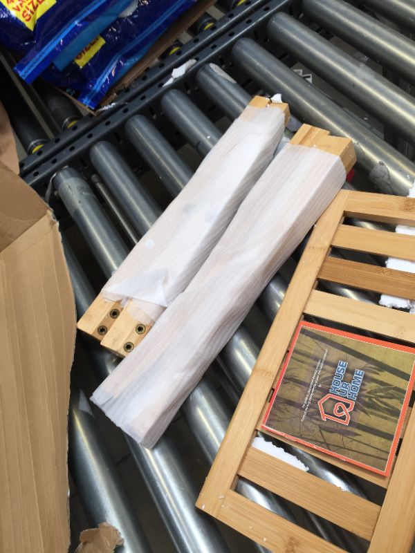 Photo 1 of Shower Bench Spa Stool - Wood 2-Tier Seat, Foot Rest Shaving Stool with Non-Slip Feet + Storage Shelf - Seat or Organizer for Bathroom, Living Room, Bedroom and Garden Decor