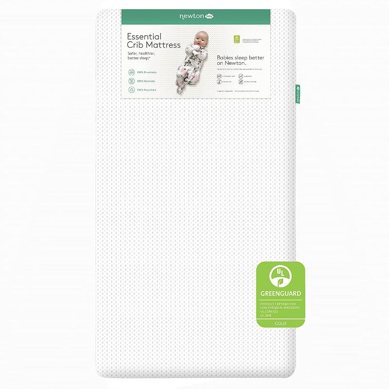 Photo 1 of Newton Baby Essential Crib Mattress and Toddler Bed - 100% Breathable Proven to Reduce Suffocation Risk, 100% Washable, 2-Stage, Non-Toxic, Better Than Organic - Removable Cover Included, White
