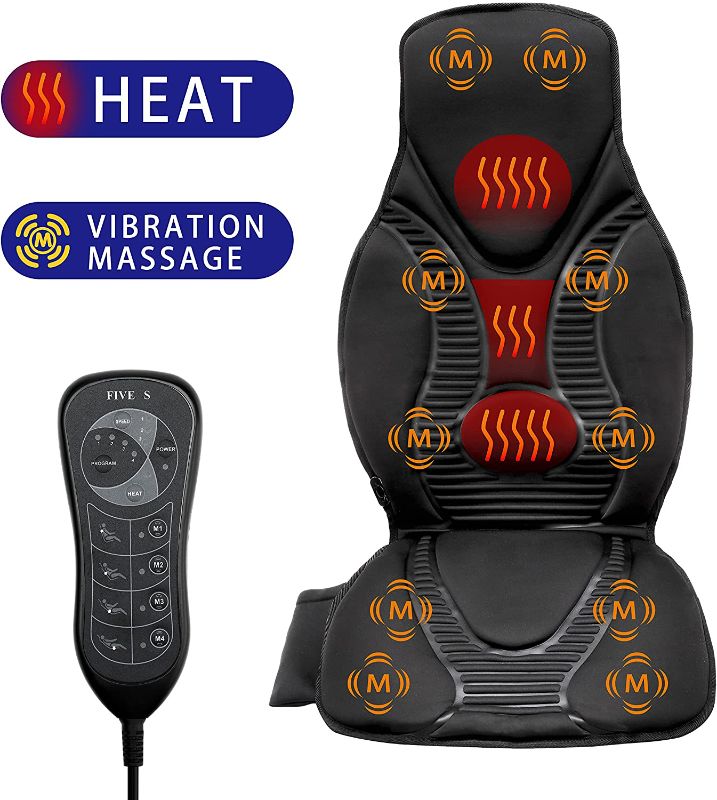 Photo 1 of FIVE S FS8816 Massage Seat Cushion, Massager with Heat, 10 Massage Nodes for Neck, Shoulders, Back/Lumbar, Thighs for Home, Office (Black)
