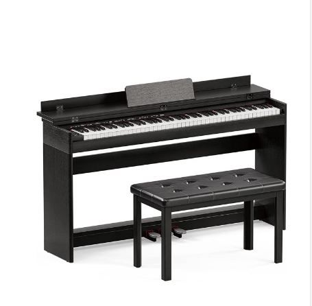 Photo 1 of UMOMO 88 Key Digital Piano Full Size Electric Keyboard w/Bench, Music Stand+Power Adapter+3-Pedal Board+Instruction Book+Headphone Jack for Beginner/Adults, Black