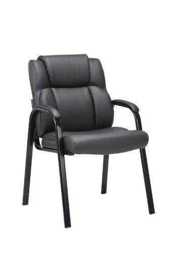 Photo 1 of CLATINA Leather Guest Chair with Padded Arm Rest for Reception Meeting Conferenc
