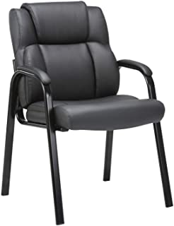 Photo 1 of CLATINA Leather Guest Chair with Padded Arm Rest for Reception Meeting Conference and Waiting Room Side Office Home Black
