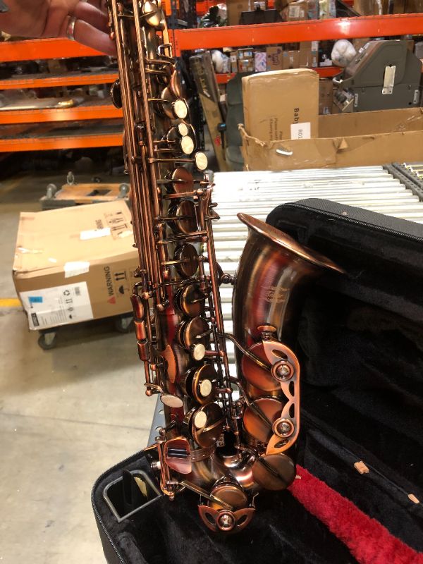 Photo 1 of Eastar Alto Saxophone Antique Red Bronze Vintage Sax Eb E-flat Student Beginner Full Kit with Carrying Case Mouthpiece Straps Reeds Stand Cleaning Brush, AS-?-Ab2
