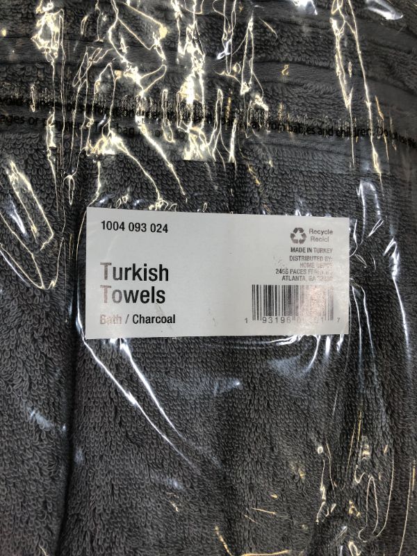 Photo 2 of 2--Turkish Cotton Ultra Soft Charcoal Gray Bath Towel
