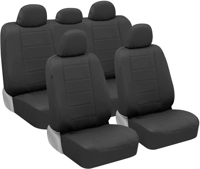 Photo 1 of carXS UltraLuxe Black Leather Seat Covers Full Set – Faux Leather Front Seat Covers and Back Seat Cover for Cars, Fits Most Auto Truck Van and SUV
