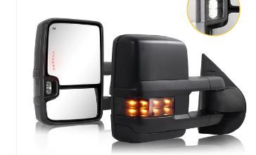 Photo 1 of For Sierra Silverado 07-14 Power Heated Tow Mirrors Smoke LED Turn Signal Lights
