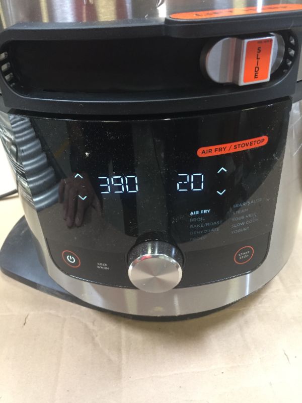 Photo 5 of Ninja OL701 Foodi 14-in-1 SMART XL 8 Qt. Pressure Cooker Steam Fryer with SmartLid & Thermometer + Auto-Steam Release, that Air Fries, Proofs & More, 3-Layer Capacity, 5 Qt. Crisp Basket, Silver/Black
