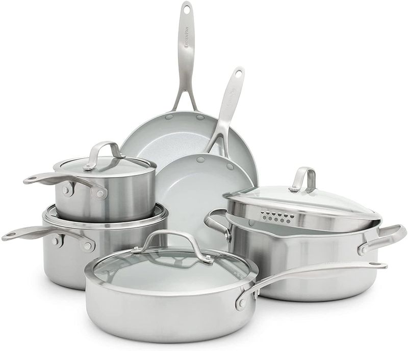 Photo 1 of GreenPan Stainless Steel Venice Pro Ceramic Non-Stick 10Pc Cookware Set
