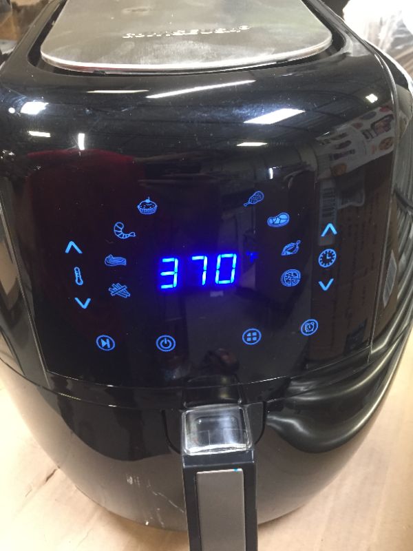 Photo 1 of 8-in-1 5.8 Qt. Black Electric Air Fryer with Recipe Book