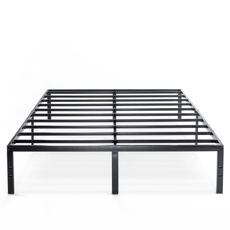 Photo 1 of 14 Inch Metal Platform Beds w/ Heavy Duty Steel Slat Mattress Foundation (No Box Spring Needed), Black (B07CVQNKP5)