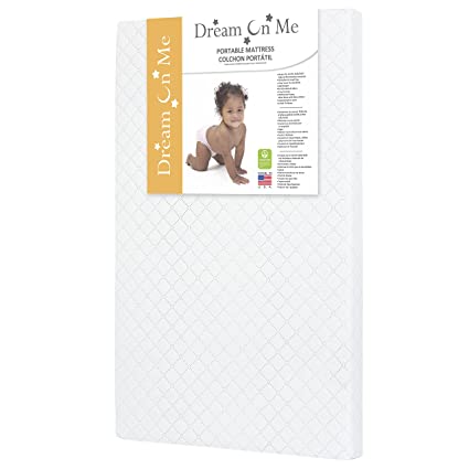 Photo 1 of Dream On Me, Sunset 3” Extra Firm Fiber Portable and Mini Crib Mattress in White I Green Guard Gold Certified