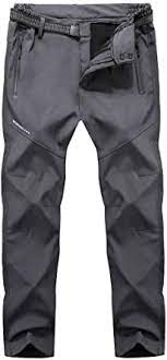 Photo 1 of Men's Soft Shell Waterproof Winter Snow Ski Snowboarding Pants Fleece Cargo Hiking Pants, Medium
